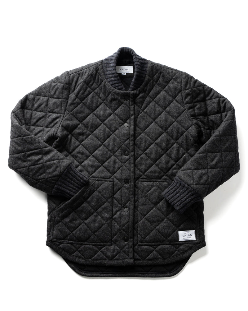 ANIAN The Quilted Wool Jacket Made in Canada Charcoal XL